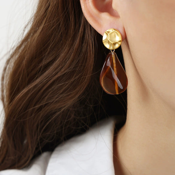 Retro Geometric Handmade Resin And Plastic Women's Ear Stud Pendant Earrings Jewelry