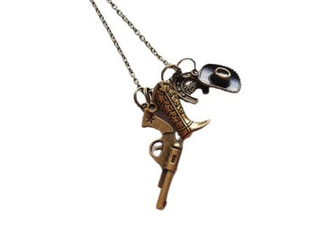 Retro Geometric Hat Pistol Alloy Plating Men'S Pendant Necklace