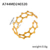 Retro Geometric Hollow Stitching 316L Stainless Steel Gold Plated Finger Ring