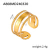 Retro Geometric Hollow Stitching 316L Stainless Steel Gold Plated Finger Ring