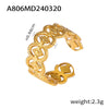 Retro Geometric Hollow Stitching 316L Stainless Steel Gold Plated Finger Ring