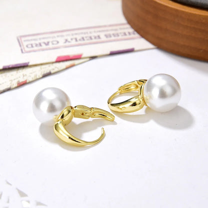 Retro Geometric Imitation Pearl Copper Plating Earrings 1 Pair