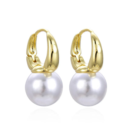 Retro Geometric Imitation Pearl Copper Plating Earrings 1 Pair