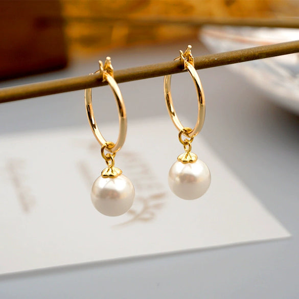 Retro Geometric Imitation Pearl Handmade Women's Earrings