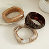 Retro Geometric Irregular Gradient Resin Wide Cuff Bracelet With Polished Stacked Round Design