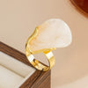 Retro Geometric Irregular Zinc Alloy Ring With Polished Plating And Translucent Ambercolored Gradient Design