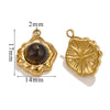 Retro Geometric Jewelry Accessories Titanium Steel And Stainless Steel With Natural Stone Flower Shape Electroplated 18K Gold