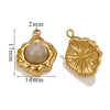 Retro Geometric Jewelry Accessories Titanium Steel And Stainless Steel With Natural Stone Flower Shape Electroplated 18K Gold