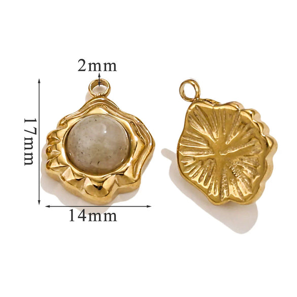 Retro Geometric Jewelry Accessories Titanium Steel And Stainless Steel With Natural Stone Flower Shape Electroplated 18K Gold