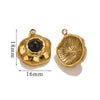 Retro Geometric Jewelry Accessories Titanium Steel And Stainless Steel With Natural Stone Flower Shape Electroplated 18K Gold