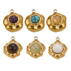 Retro Geometric Jewelry Accessories Titanium Steel And Stainless Steel With Natural Stone Flower Shape Electroplated 18K Gold