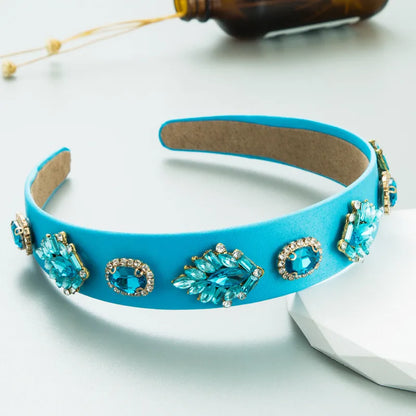 Retro Geometric Leaf Cloth Inlay Rhinestones Hair Band 1 Piece