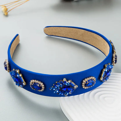 Retro Geometric Leaf Cloth Inlay Rhinestones Hair Band 1 Piece