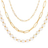 Retro Geometric Lock Imitation Pearl Alloy Inlay Rhinestones Women'S Layered Necklaces 1 Piece