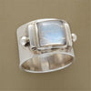 Retro Geometric Metal Plating Inlay Moonstone Men'S Rings