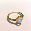 Retro Geometric Metal Plating Inlay Moonstone Men'S Rings