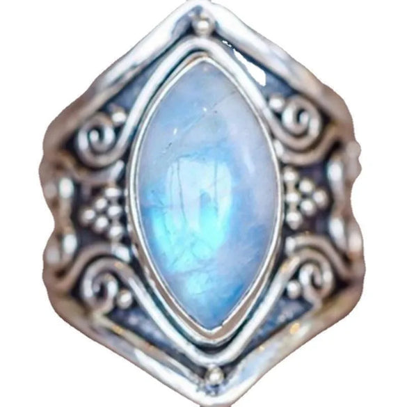 Retro Geometric Metal Plating Inlay Moonstone Men'S Rings