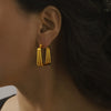 Retro Geometric Multilayer Stacked Style Stitching 316L Stainless Steel Goldplated Earrings
