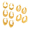Retro Geometric Multilayer Stacked Style Stitching 316L Stainless Steel Goldplated Earrings
