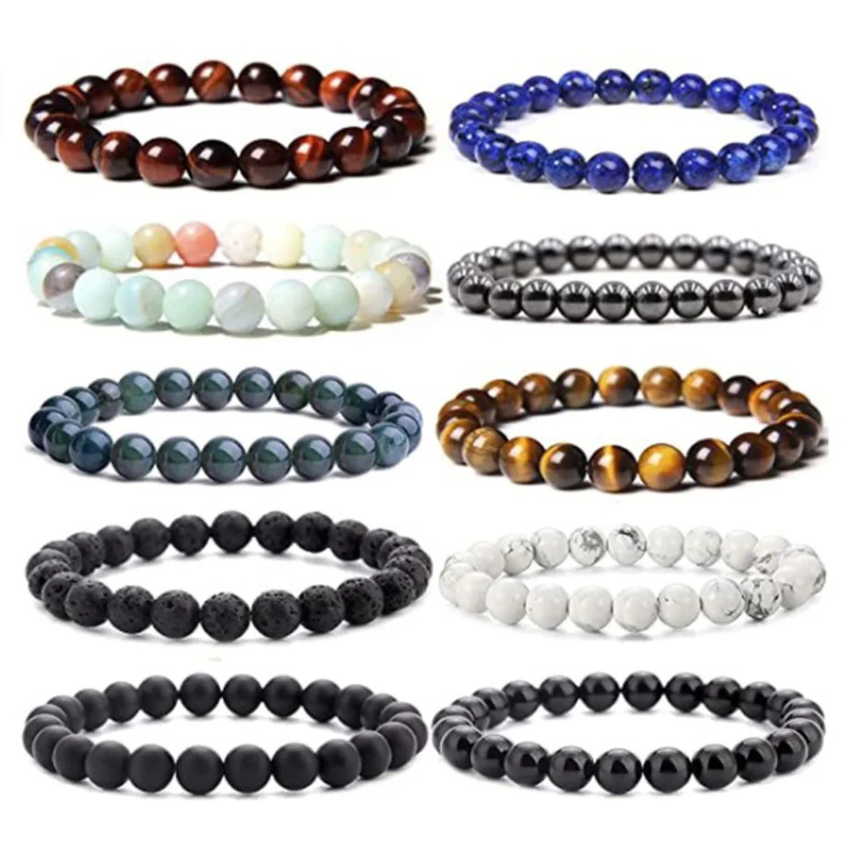 Retro Geometric Natural Stone Agate Bracelets