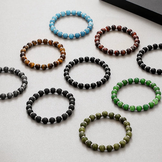 Retro Geometric Natural Stone Bracelets In Bulk