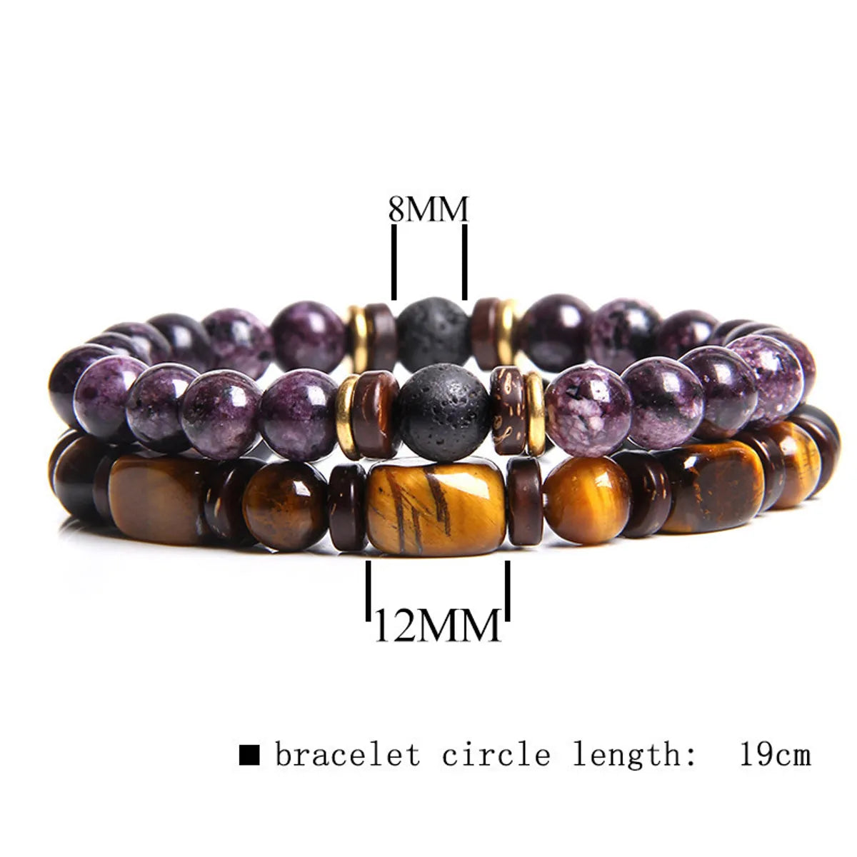 Retro Geometric Natural Stone Tiger Eye Men'S Bracelets