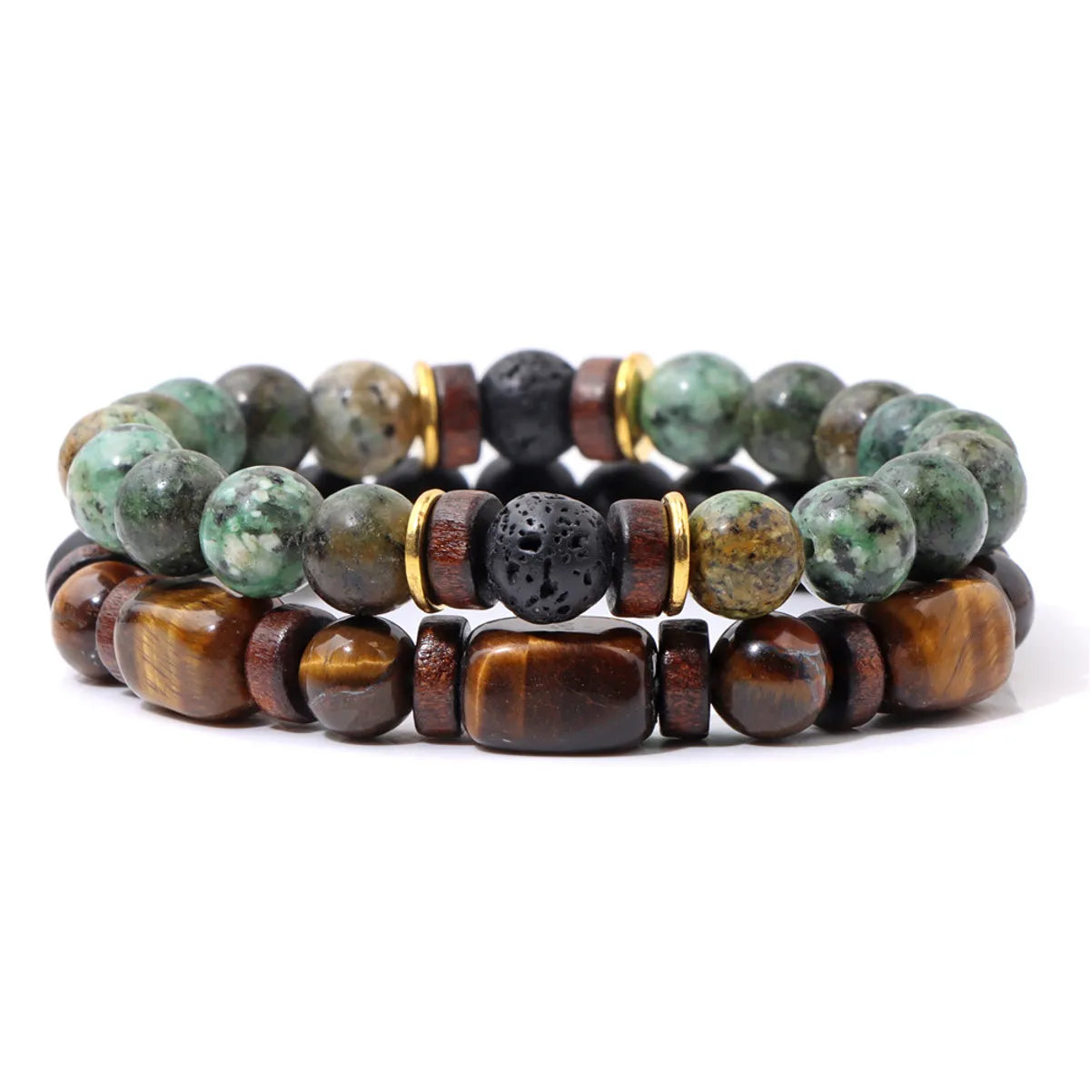 Retro Geometric Natural Stone Tiger Eye Men'S Bracelets