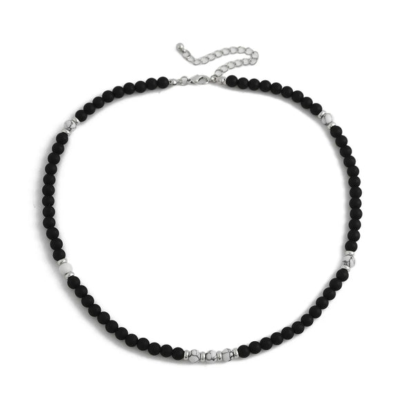 Retro Geometric Natural Stone Turquoise Beaded Men'S Necklace