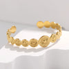 Retro Geometric Opening Titanium Steel Bracelet For Women With Electroplating Treatment