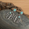 Retro Geometric Oval Hollow Turquoise Drop Shaped Metal Earrings For Women Electroplated