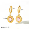Retro Geometric Oval Zircon Titanium Steel 18K Electroplated Fashion Stud Earrings Ring Suit