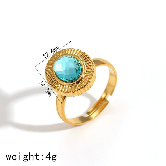 Retro Geometric Oval Zircon Titanium Steel 18K Electroplated Fashion Stud Earrings Ring Suit