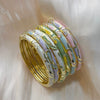 Retro Geometric Patchwork Enamel Open Bangle With Plated Finish Stylish Statement Jewelry Accessory