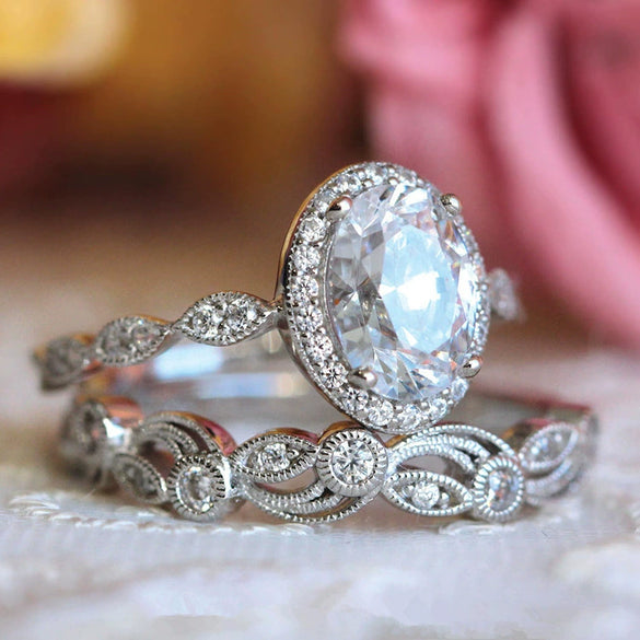 Retro Geometric Pattern Plated 925 Silver And Copper Ring Set For Women With Electroplating Treatment
