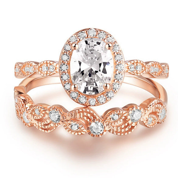 Retro Geometric Pattern Plated 925 Silver And Copper Ring Set For Women With Electroplating Treatment