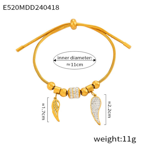Retro Geometric Pattern Women's Titanium Steel Gold Plated Electroplated Bracelet Set