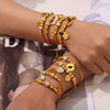 Retro Geometric Pattern Women's Titanium Steel Gold Plated Electroplated Bracelet Set