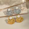 Retro Geometric Pearl Earrings Stainless Steel Electroplated Women's Accessories