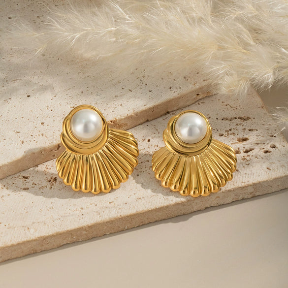 Retro Geometric Pearl Earrings Stainless Steel Electroplated Women's Accessories