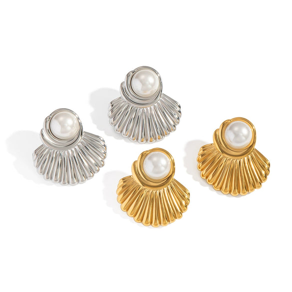 Retro Geometric Pearl Earrings Stainless Steel Electroplated Women's Accessories
