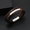 Retro Geometric Pu Leather Alloy Men'S Bracelets Men Cord & Leather Bracelets
