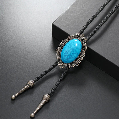 Retro Geometric Pu Leather Alloy Turquoise Unisex Bolo Tie Necklaces