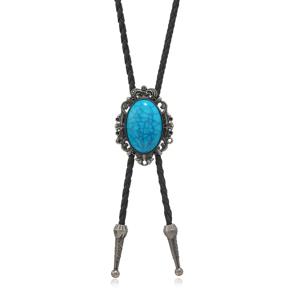 Retro Geometric Pu Leather Alloy Turquoise Unisex Bolo Tie Necklaces