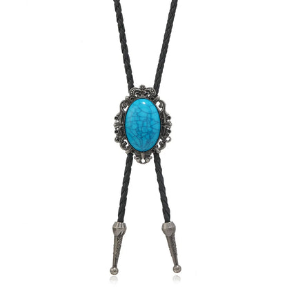 Retro Geometric Pu Leather Alloy Turquoise Unisex Bolo Tie Necklaces