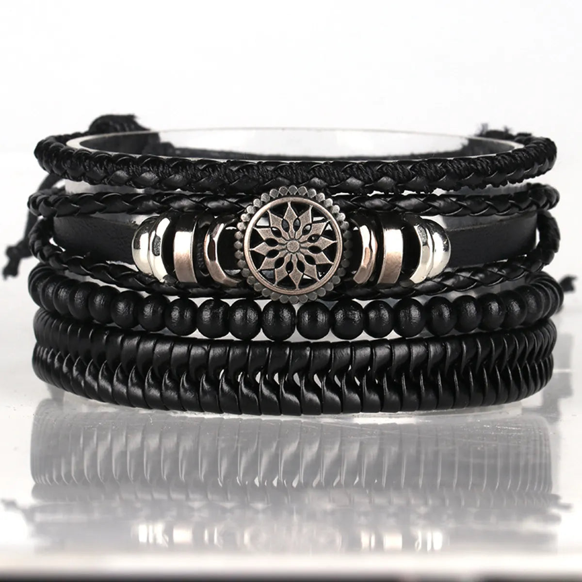 Retro Geometric Pu Leather Knitting Unisex Bracelets