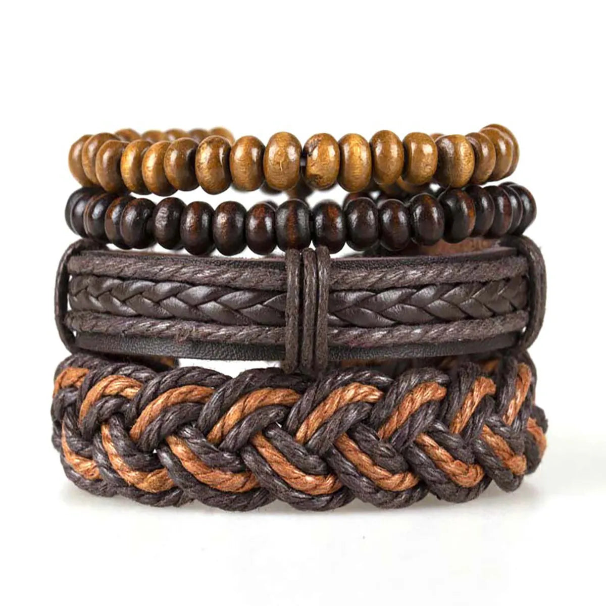 Retro Geometric Pu Leather Knitting Unisex Bracelets