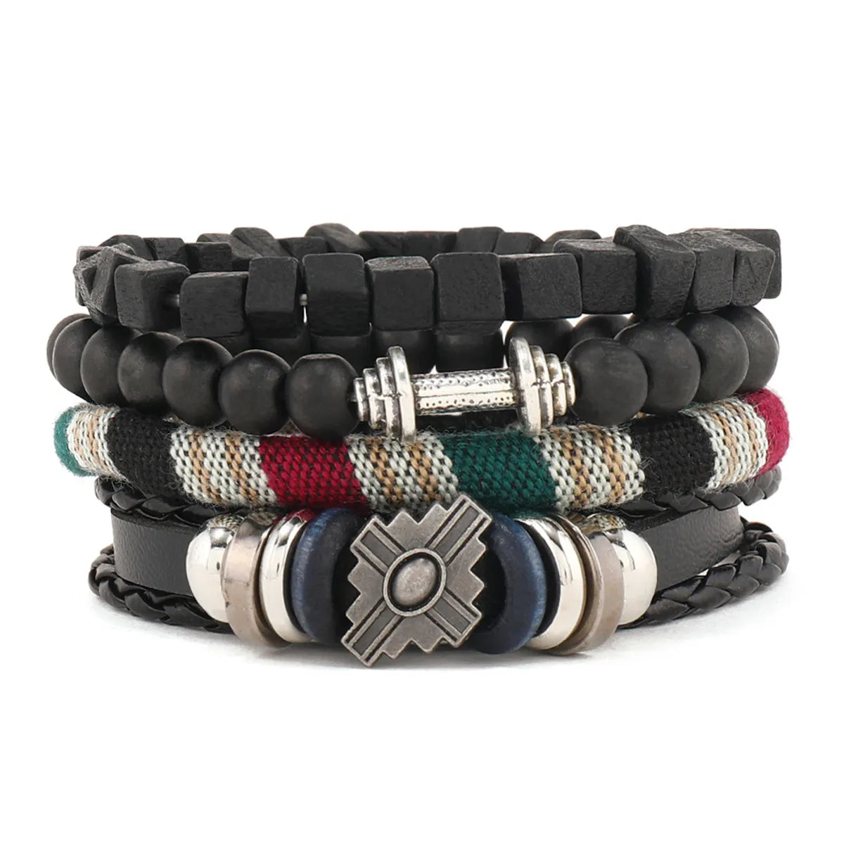 Retro Geometric Pu Leather Knitting Unisex Bracelets