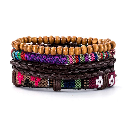 Retro Geometric Pu Leather Knitting Unisex Bracelets