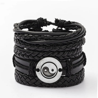 Retro Geometric Pu Leather Knitting Unisex Bracelets