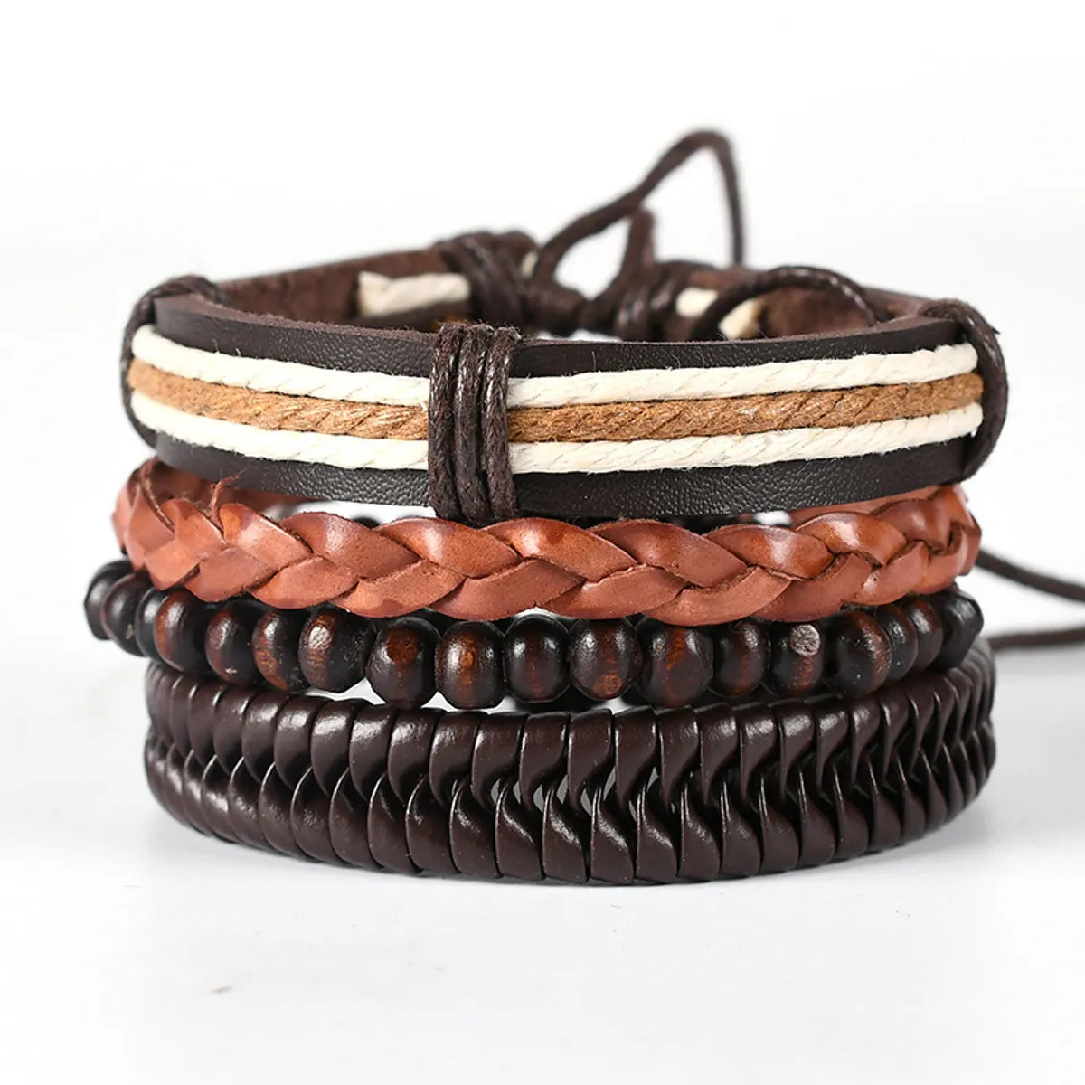 Retro Geometric Pu Leather Knitting Unisex Bracelets